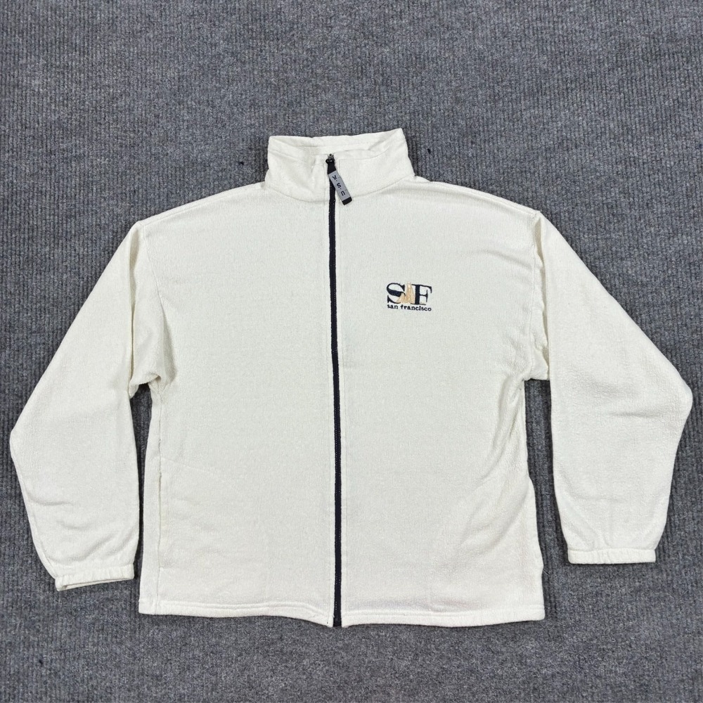 Vintage 90s SF San Francisco Full Zip Jacket Mens Size XL White Made USA